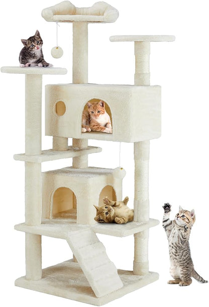 DUMOS 54-inch Indoor Cat Tree Tower –Multi-Level Pet House by DumosLifestyle