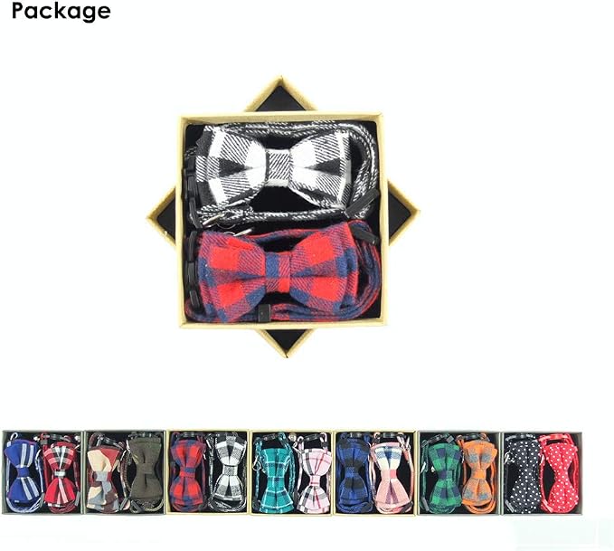 Cat Collar Breakaway with Bell and Bow Tie, Plaid Design Adjustable Safety - Image 2