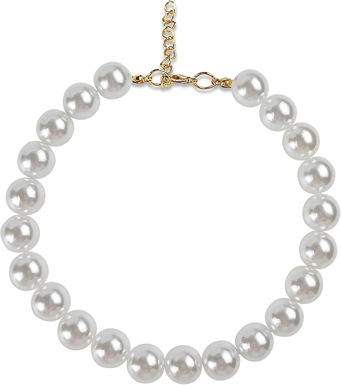 Chunky Pearl Dog Collar for Small Dogs Cats, Adjustable Beaded Dog Collar - Image 7