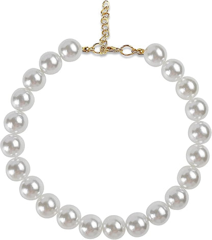 Chunky Pearl Dog Collar for Small Dogs Cats, Adjustable Beaded Dog Collar - Image 7