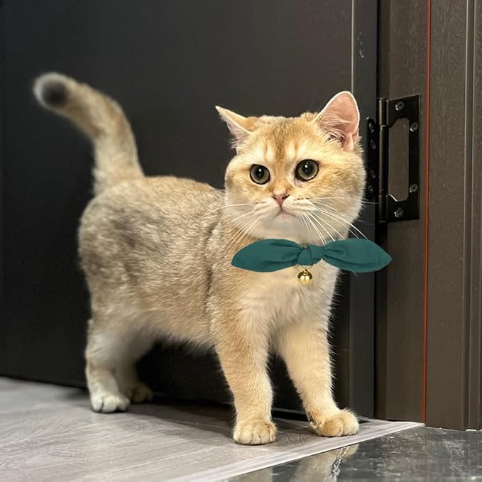 Bunny Ear Cat Collar with Bell and Bow Tie, Breakaway Cute Bowtie Kitten Collars - Image 7