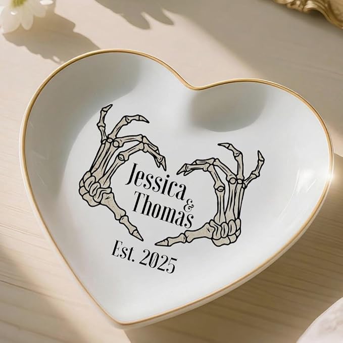 Custom Skeleton Hand Ring Dish Engagement Gift, Funny Engaged Ring Holder by Anniversaree