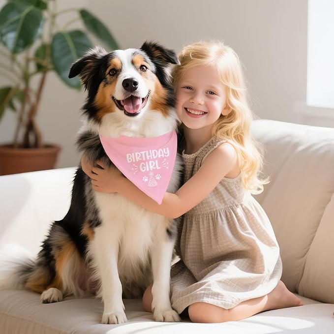 Birthday Girl Funny Dog Bandana, Happy Birthday Girl Dog Bandana, Pet Scarf - Image 4