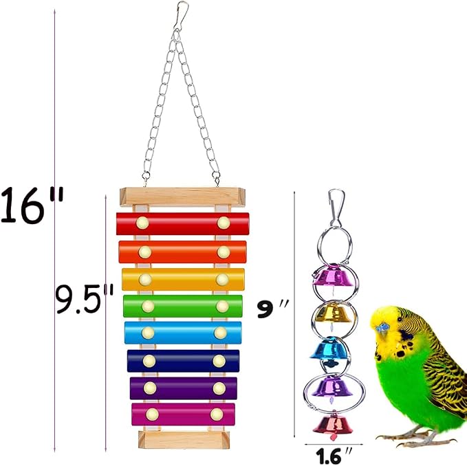 Colorful Bird Xylophone Toy Interactive Training Toy Bird Cage Bell Toy - Image 4