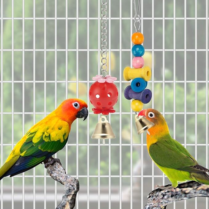 Swing Hanging Standing Chewing Toy Hammock Climbing Ladder, Cage Colorful Toys - Image 4
