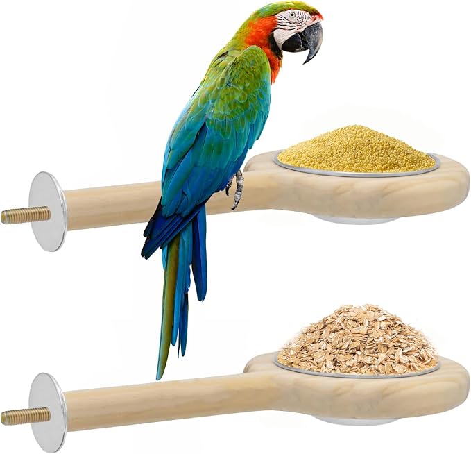 ASOCEA 2 Pack Bird Perch Feeding Cup, Bowls by ASOCEA