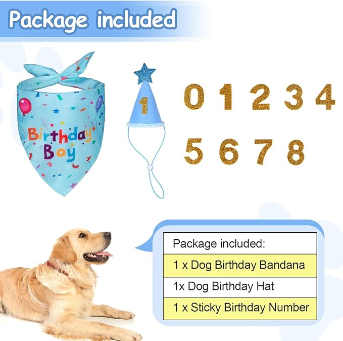 Dog Birthday Party Supplies, Dog Birthday Bandana Set, Dog Boy Girl Birthday - Image 4