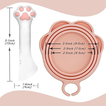 3 Pcs Cat Food Can Lids & One Opener | Cute Paw Shape Can Covers and Opener - Image 3