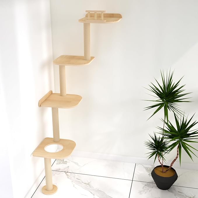 Wall-Mounted Tall Cat Tree Cat Scratching Post, Space Saving Floor to Ceiling - Image 5