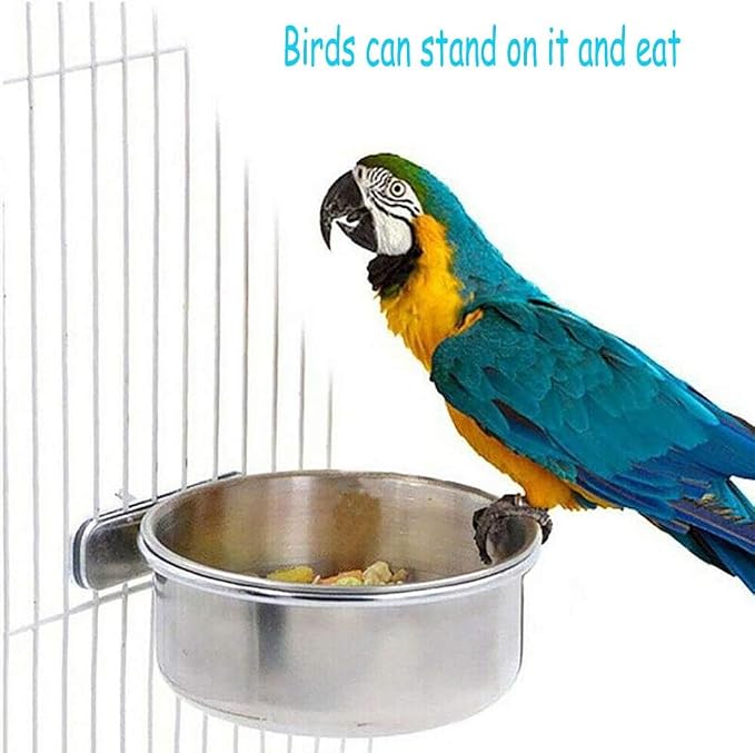 PINVNBY 2PCS Parrot Feeding Cups Birds Food Dish Stainless Steel Parrot Feeders - Image 4