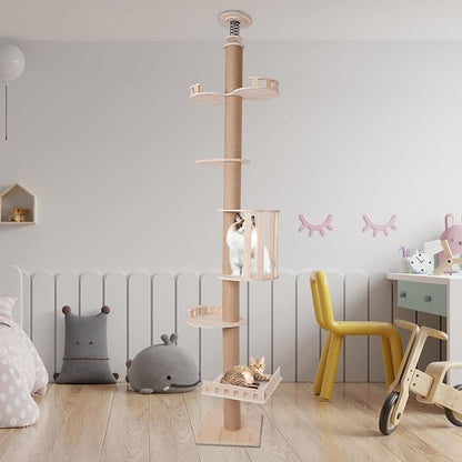 Floor to Ceiling Cat Tree, 100.4-104.3" Tall Cat Tower - Image 6