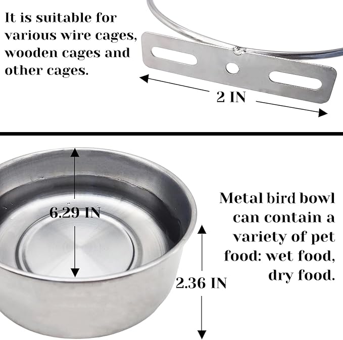 PINVNBY 2pcs Stainless Steel Bird Bowl - Image 2