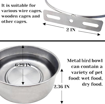 PINVNBY 2pcs Stainless Steel Bird Bowl - Image 2