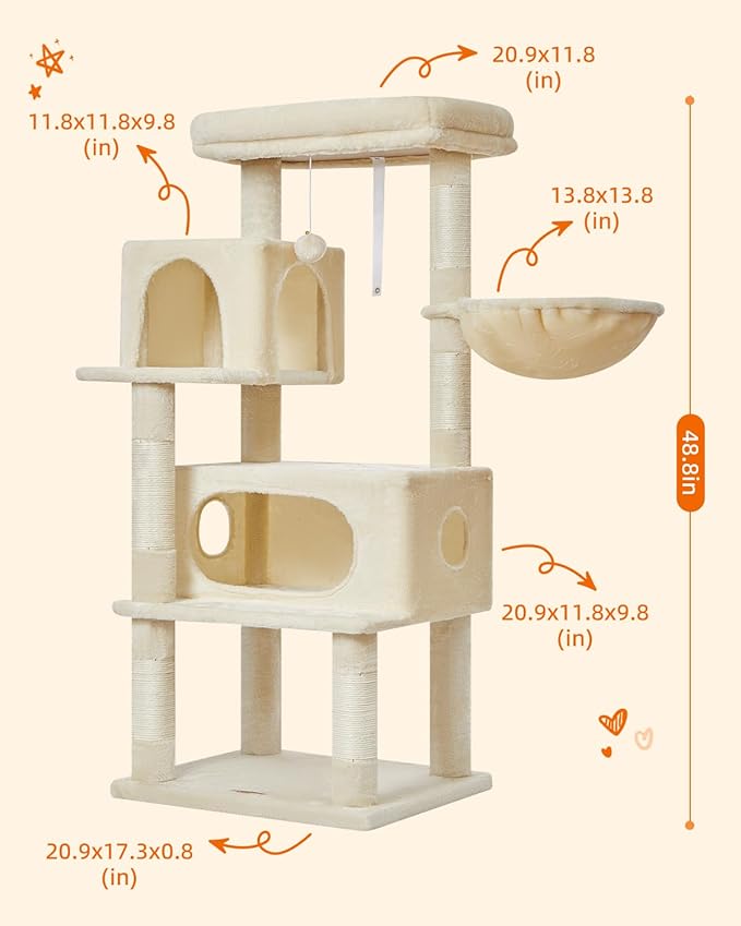 Taoqimiao Cat Tree, 49-Inch Cat Tower - Image 2