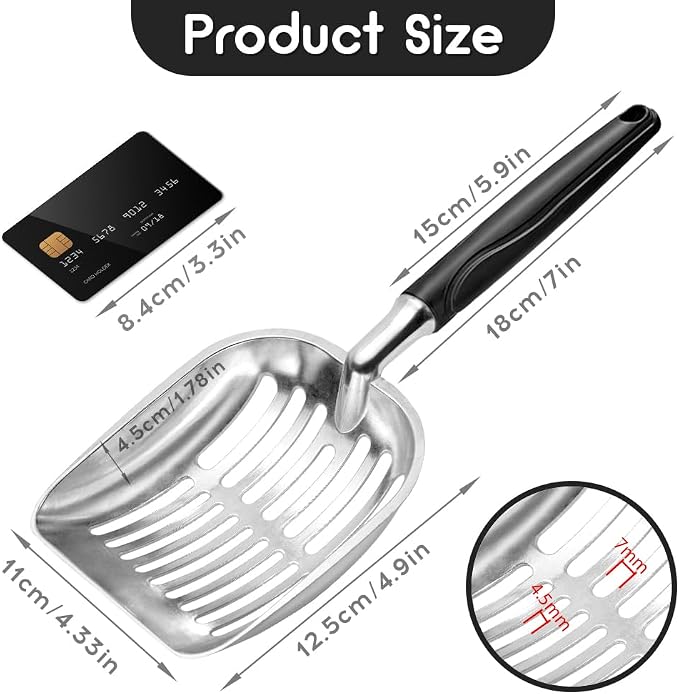 Cat Litter Scoop, Metal Cat Scooper, Plastic Handle Scoop, Sifting Shovel – - Image 2