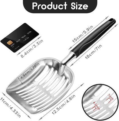 Cat Litter Scoop, Metal Cat Scooper, Plastic Handle Scoop, Sifting Shovel – - Image 2