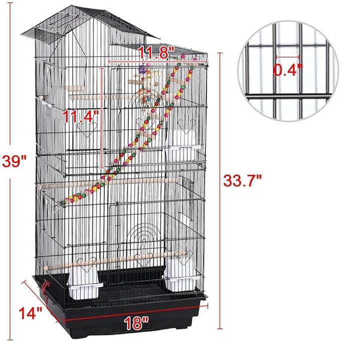 Yaheetech 39-inch Roof Top Large Flight Parrot Bird Cage - Image 3