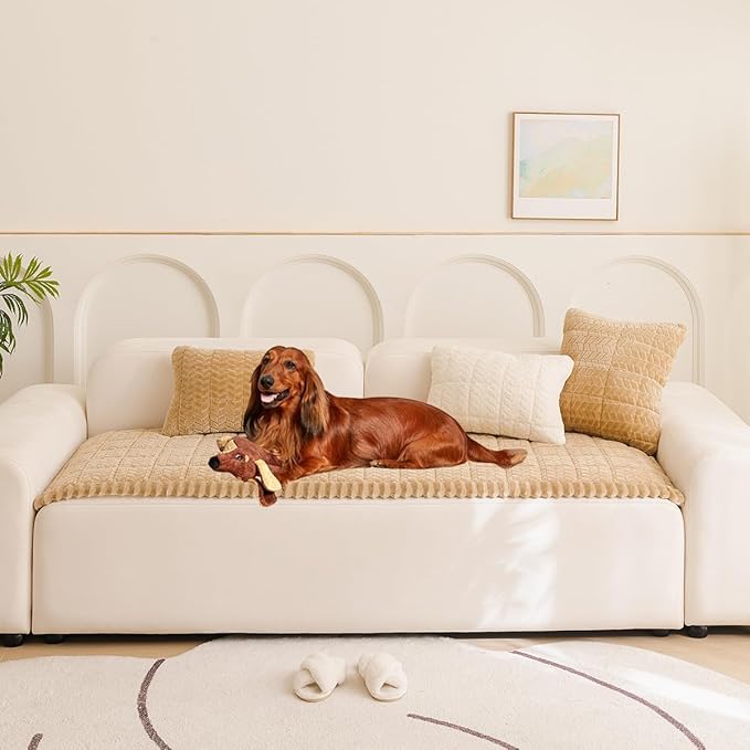 Sofa Cover Fuzzy Couch Cover for Pet, Couch Covers for Dogs Washable Non-Slip by Mitid