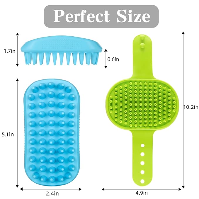 2PCS Dog Bath Brush Set | Adjustable Handle Dog Scrubber - Image 6