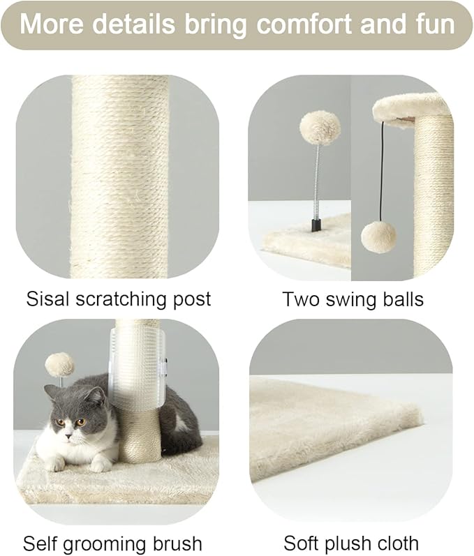 PEEKAB 32" Tall Cat Scratching Post Sisal Rope Scratch Posts - Image 4