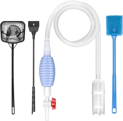 Fish Tank Cleaning Kit Set of 4 Pieces, Aquarium Siphon Algae Scraper Aquarium by Lanswood