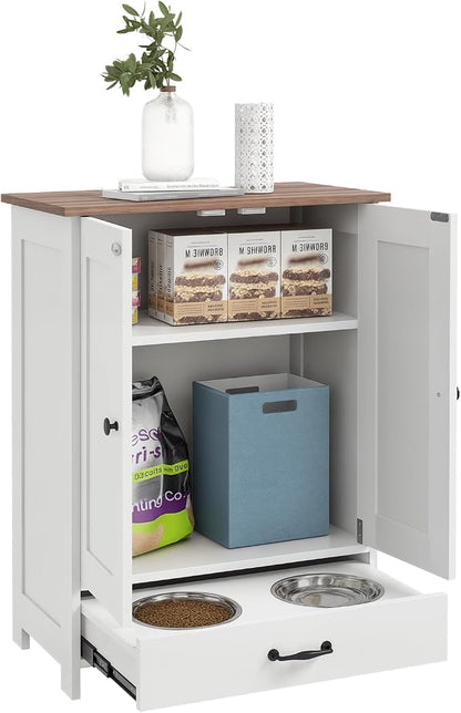 PawHut Pet Feeding Station, Elevated Dog Bowls, Dog Food Storage Cabinet by PawHut