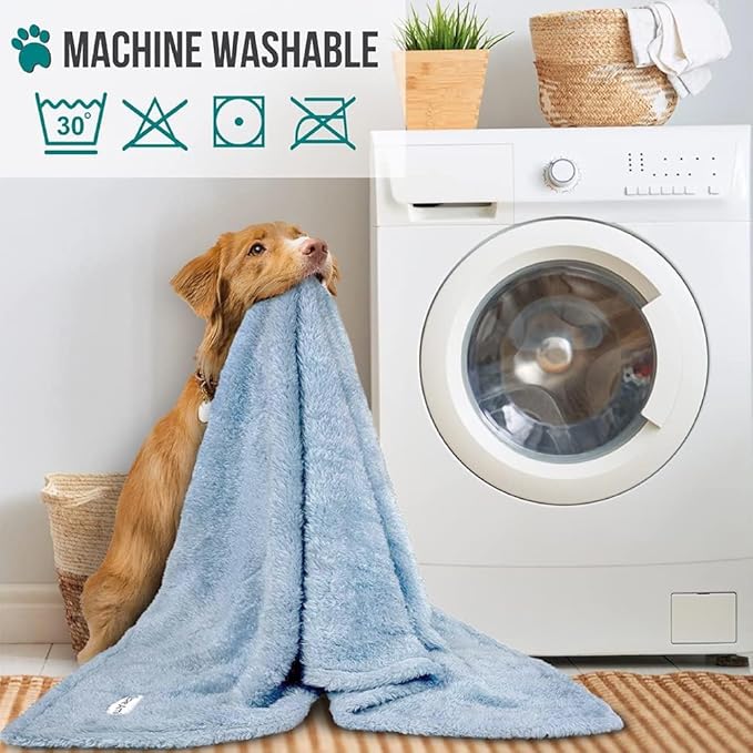 PetAmi Dog Blanket for Small Dogs Blue, Fluffy Soft Puppy Blanket, Sherpa - Image 6