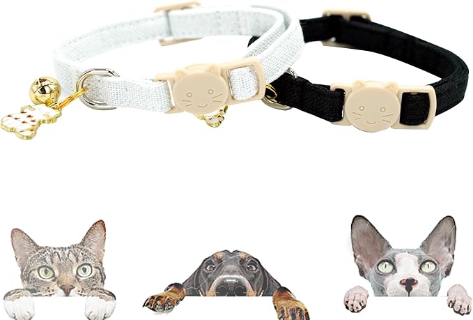 Elegant little tail 2 Pack Cat Collar- White Linnet Cat Collars Breakaway - Image 4