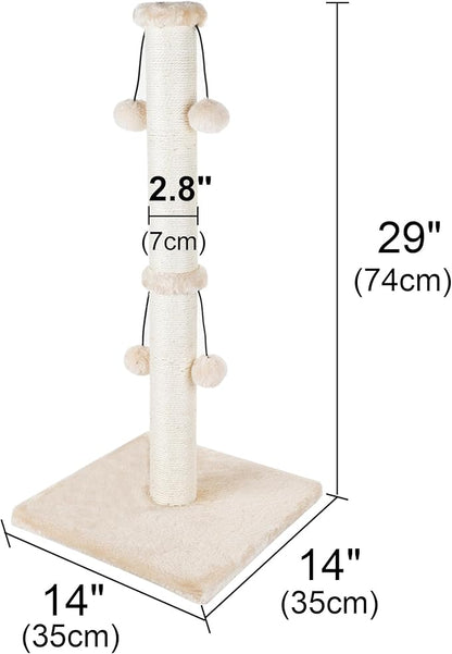 Dimaka 29'' Cat Scratching Post, Natural Sisal Rope Scratch Post - Image 2