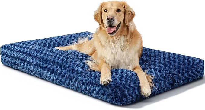 KSIIA Washable Dog Bed Comfy Dog Crate Pad Deluxe Plush Pet Bed Non-Slip Kennel by KSIIAPetProducts