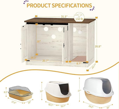 Cat Litter Box Enclosure, Hidden Litter Box Cabinet Furniture - Image 7