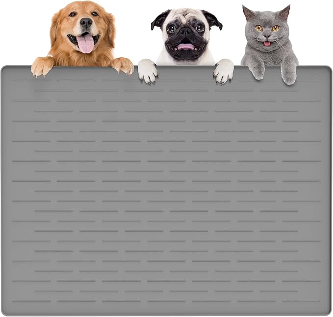 Largest Dog Food Mat, 39.5"x29.5" Silicone Dog and Cat Mat by Goldleaf