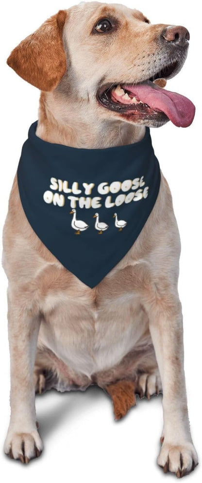 Silly Goose on The Loose Triangle Dog Bandana, Summer Bandana Funny Triangle by vercosee