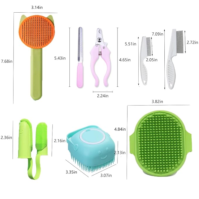 10PCS Cat & Dog Grooming Kit, Self-Cleaning Brush Removes Loose Hair, Pet Bath - Image 7