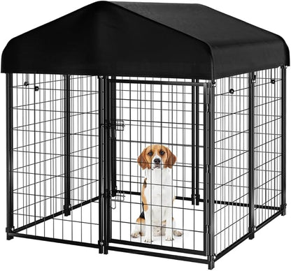 Dog Kennel Outdoor with Roof, Heavy Duty Dog Crate with UV-Resistant Waterproof by PawGiant