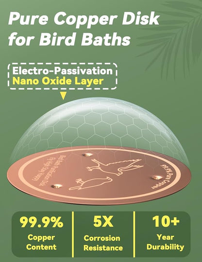 CNARIO Copper Disk for Bird Baths, Bird Baths 99.99% Pure Copper Cleaning Disk - Image 3