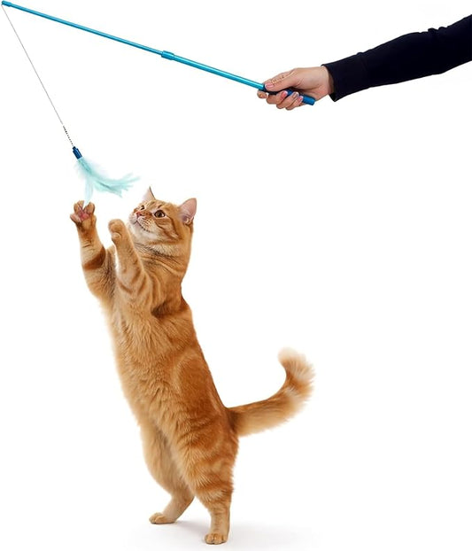 SmartyKat Frisky Flyer Feather Wand Cat Toy, Extendable Up to 24" by SmartyKat