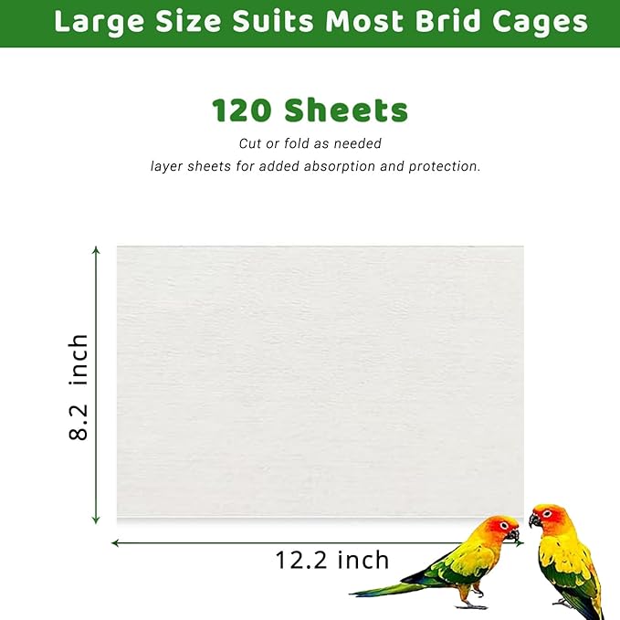 ZIQON 120 Pcs Bird Cage Liner Papers Big Size Cage Paper Liners Disposable Cage - Image 2