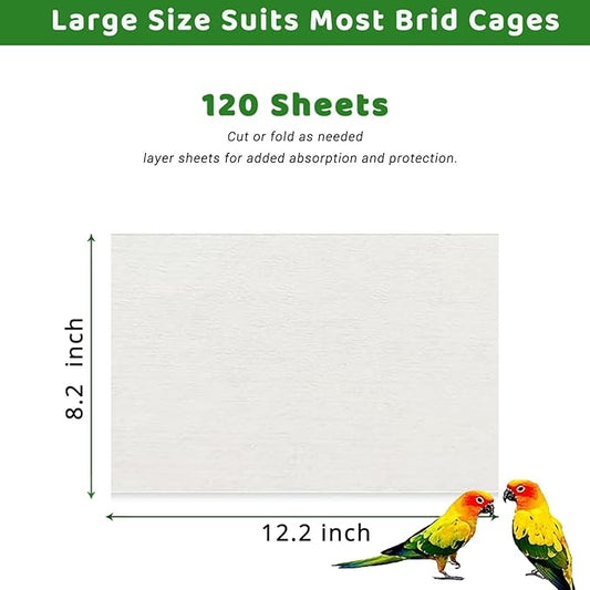 ZIQON 120 Pcs Bird Cage Liner Papers Big Size Cage Paper Liners Disposable Cage - Image 2