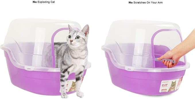 Covered Litter Box, Jumbo Hooded Cat Litter Box Holds Up to Two Small Cats - Image 5