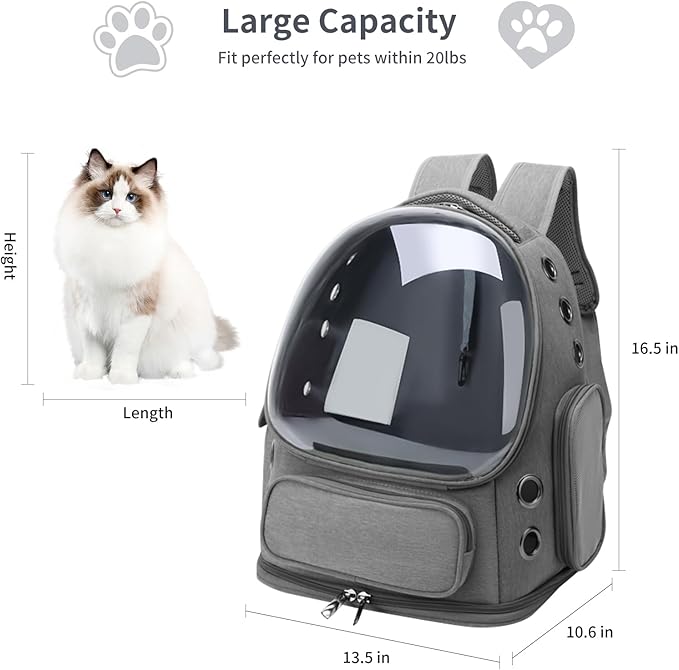 Cat Backpack Carrier for Cats and Small Dogs, Breathable Cat Bubble Backpack - Image 5