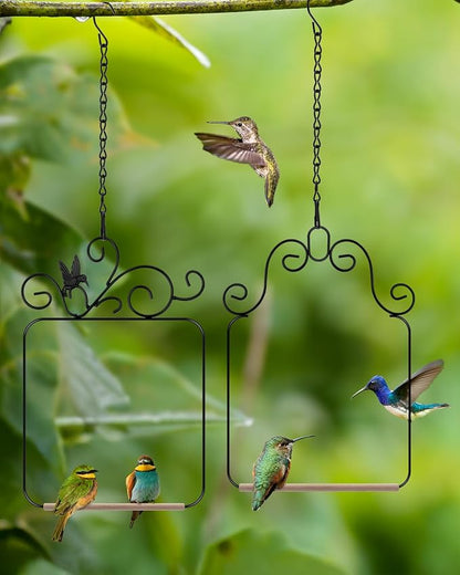 PACETAP Hummingbird Swings and Perches Metal Frame 2 Pack, Wild Bird Swing - Image 7