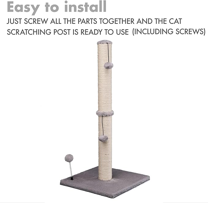 MECOOL 34“ Tall Cat Scratching Post Premium Basics Kitten Scratcher Sisal - Image 7