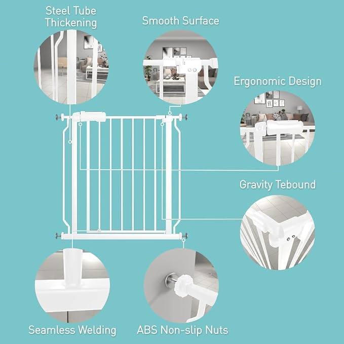 WAOWAO Baby Gate 62.19-66.88" Extra Wide Pressure Mounted Walk Through Swing - Image 2