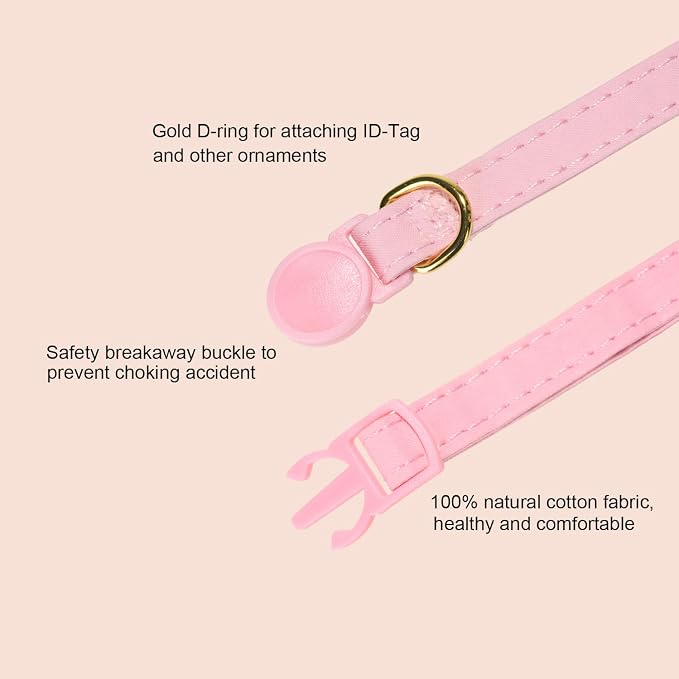 Bunny Ear Cat Collar with Bell and Bow Tie, Breakaway Cute Bowtie Kitten Collars - Image 3
