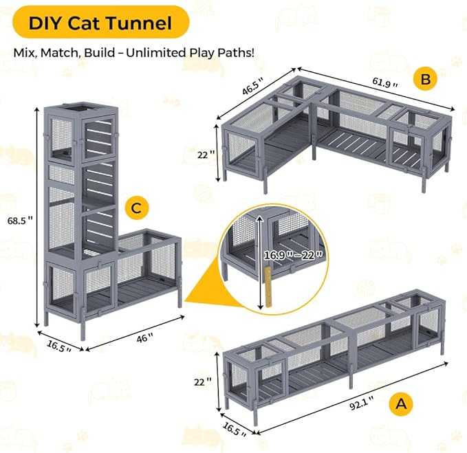 COZIWOW Wooden Cat Play Tunnel - Image 2
