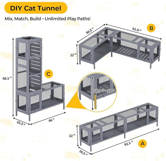 COZIWOW Wooden Cat Play Tunnel - Image 2