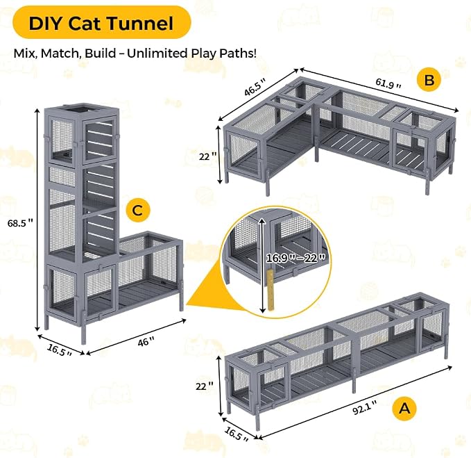 COZIWOW Wooden Cat Play Tunnel - Image 2
