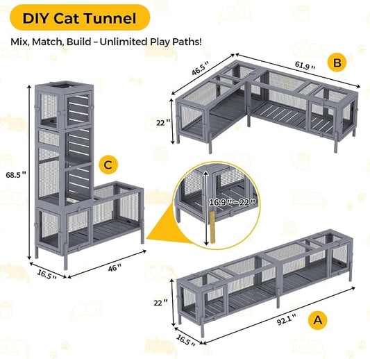 COZIWOW Wooden Cat Play Tunnel - Image 2