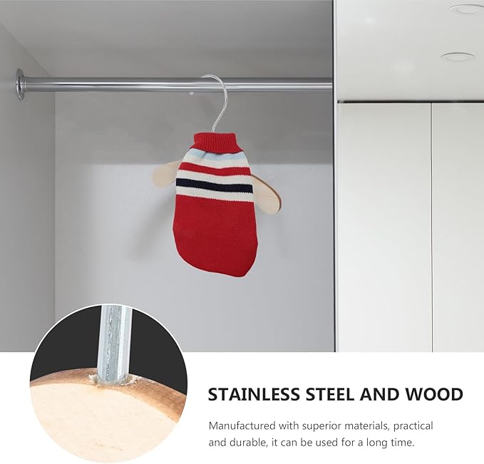 Replaceable Wooden Pet Clothes Hangers 8.66 Inch Small Dog and Cat Hangers - Image 8